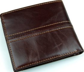 Стильное мужское портмоне из натуральной кожи с декоративной строчкой Vintage (14503)
