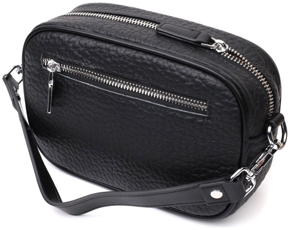 Кожаная женская сумка с металлическими кнопками Vintage 22333 Черная фото №2 Кожаная женская сумка с металлическими кнопками Vintage 22333 Черная modnotak фото №2