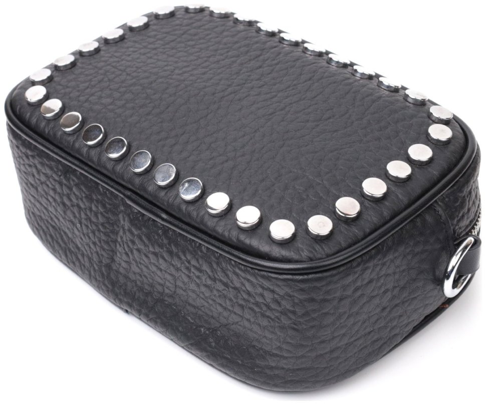 Кожаная женская сумка с металлическими кнопками Vintage 22333 Черная фото №5 Кожаная женская сумка с металлическими кнопками Vintage 22333 Черная modnotak фото №5