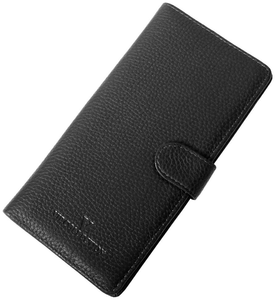 Гаманець органайзер із зернистої шкіри на кнопці Vip Collection 102607 (чорний) фото №1 Гаманець органайзер із зернистої шкіри на кнопці Vip Collection 102607 (чорний) modnotak фото №1