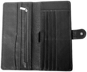 Гаманець органайзер із зернистої шкіри на кнопці Vip Collection 102607 (чорний)