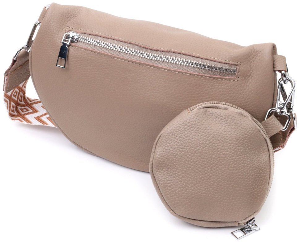 Женская кожаная сумка с мини-кошельком через плечо Vintage 22663 Бежевая modnotak фото №2