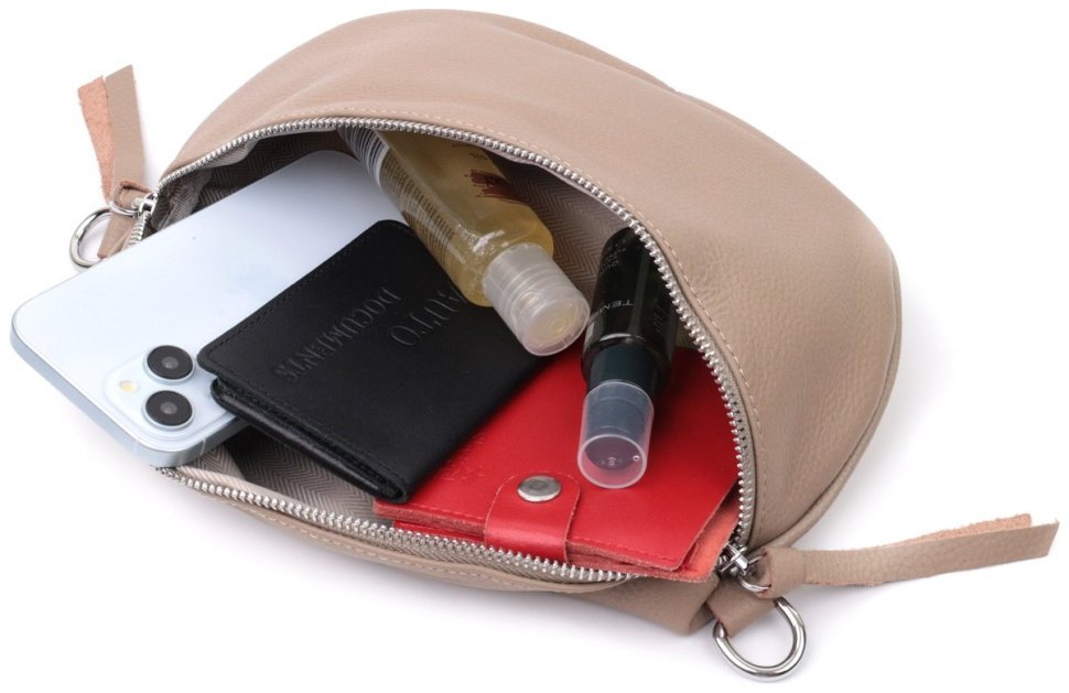 Женская кожаная сумка с мини-кошельком через плечо Vintage 22663 Бежевая modnotak фото №10