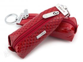 Оригінальна шкіряна ключниця червоного кольору з тисненням краплі - KARYA (40004)