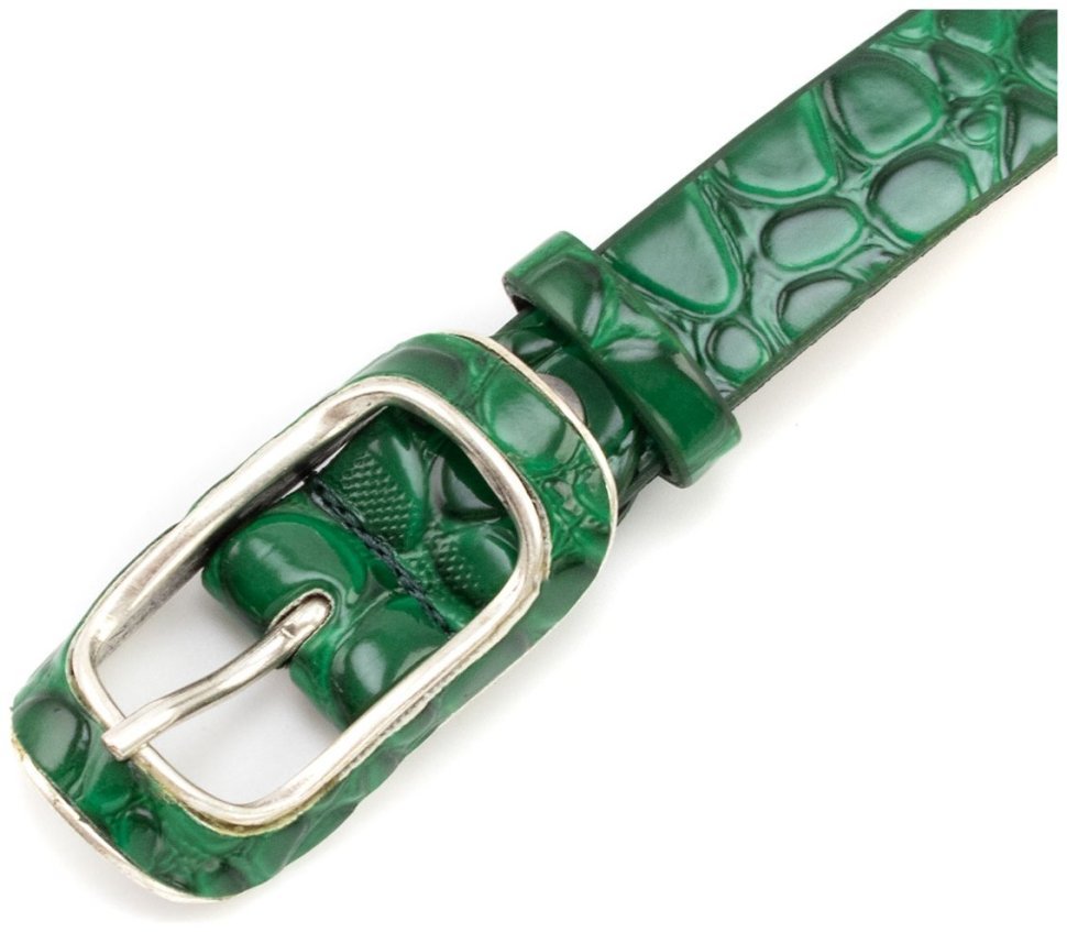 Узкий женский лаковый ремень с фактурой под рептилию Remar 21202 (зеленый) фото №2 Узкий женский лаковый ремень с фактурой под рептилию Remar 21202 (зеленый) modnotak фото №2