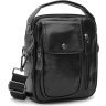 Чоловіча шкіряна сумка-барсетка насиченого чорного кольору на блискавці Keizer (21882) - 1