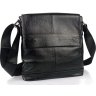 Наплечная мужская кожаная сумка-мессенджер с клапаном черного цвета Tiding Bag (15775) - 7