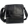 Наплечная мужская кожаная сумка-мессенджер с клапаном черного цвета Tiding Bag (15775) - 8