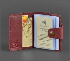 Бордовая визитница ручной работы из качественной кожи BlankNote (12230)
