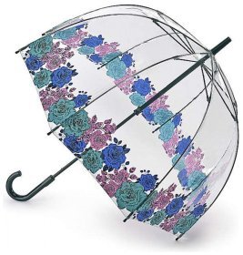 Зонт-трость женский Fulton Birdcage-2 L042 Moody Rose (Трость, механика, прозрачный с принтом цветка розы) 93907