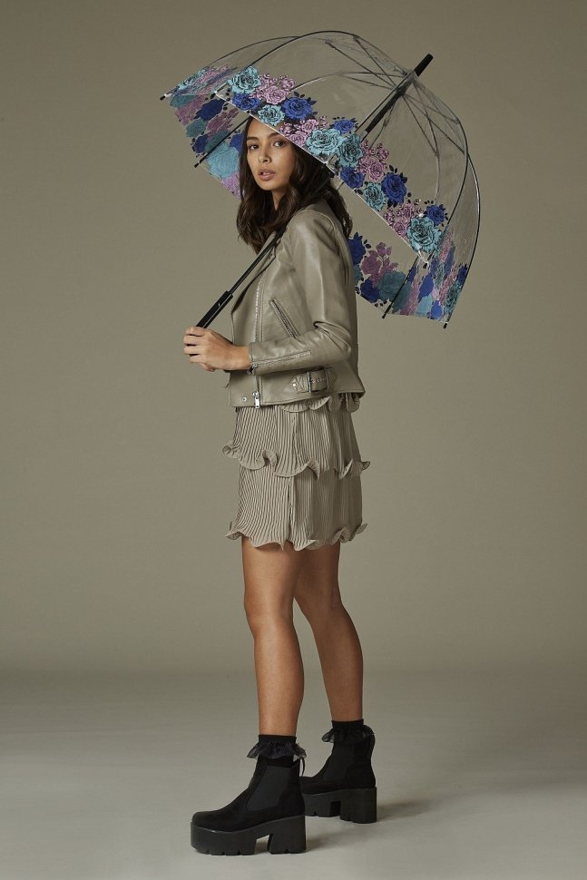 Зонт-трость женский Fulton Birdcage-2 L042 Moody Rose (Трость, механика, прозрачный с принтом цветка розы) 93907 modnotak фото №2