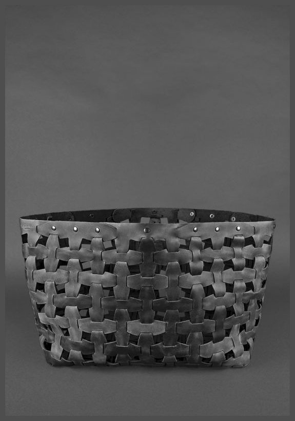 Молодежная плетеная сумка черного цвета из кожи в винтажном стиле BlankNote Пазл Xl (12779)