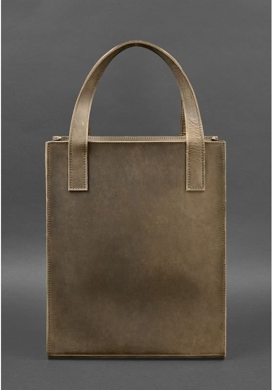 Темно-коричневая сумка шоппер из матовой кожи украинского производства BlankNote Бэтси (12825)