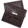 Компактний гаманець коричневого кольору з натуральної шкіри під змію KARYA (1066-015) - 1