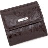 Компактний гаманець коричневого кольору з натуральної шкіри під змію KARYA (1066-015) - 4