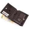 Компактний гаманець коричневого кольору з натуральної шкіри під змію KARYA (1066-015) - 5