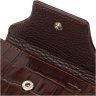 Чоловічий портмоне коричневого кольору з натуральної шкіри з тисненням під крокодила на кнопці BOND (2421990) - 3