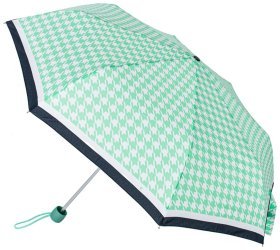 Зонт женский Fulton L354-040898 Minilite-2 Minty Houndstooth (Круглый купол, белый-мятный с акцентной черной полосой) 94207