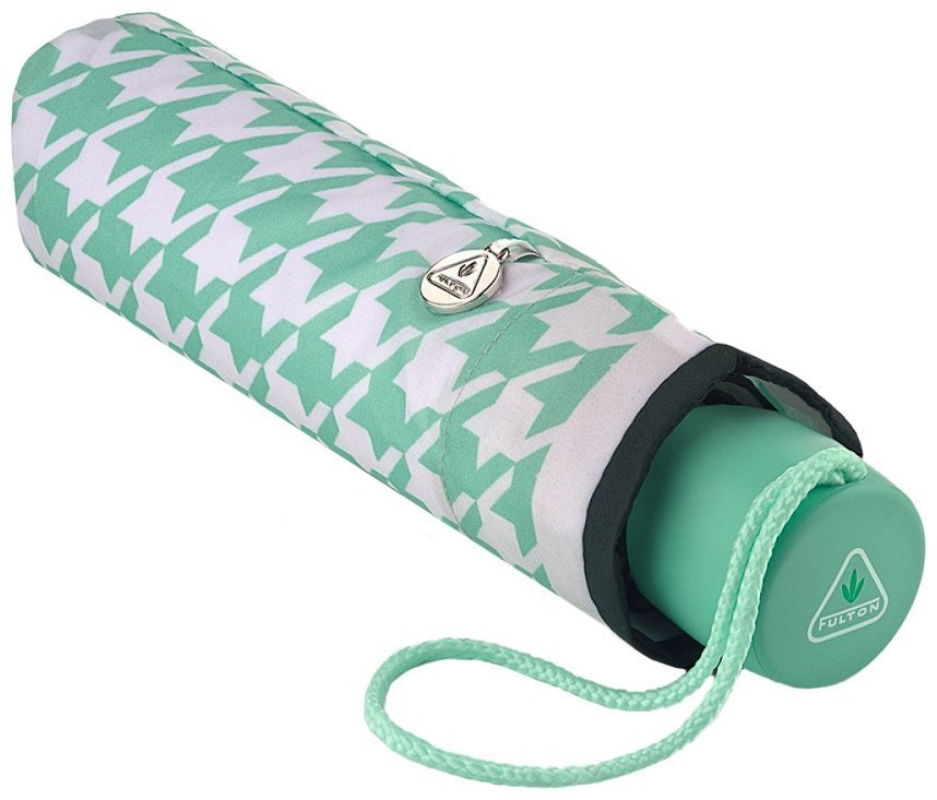 Зонт женский Fulton L354-040898 Minilite-2 Minty Houndstooth (Круглый купол, белый-мятный с акцентной черной полосой) 94207 фото №4 Зонт женский Fulton L354-040898 Minilite-2 Minty Houndstooth (Круглый купол, белый-мятный с акцентной черной полосой) 94207 modnotak фото №4