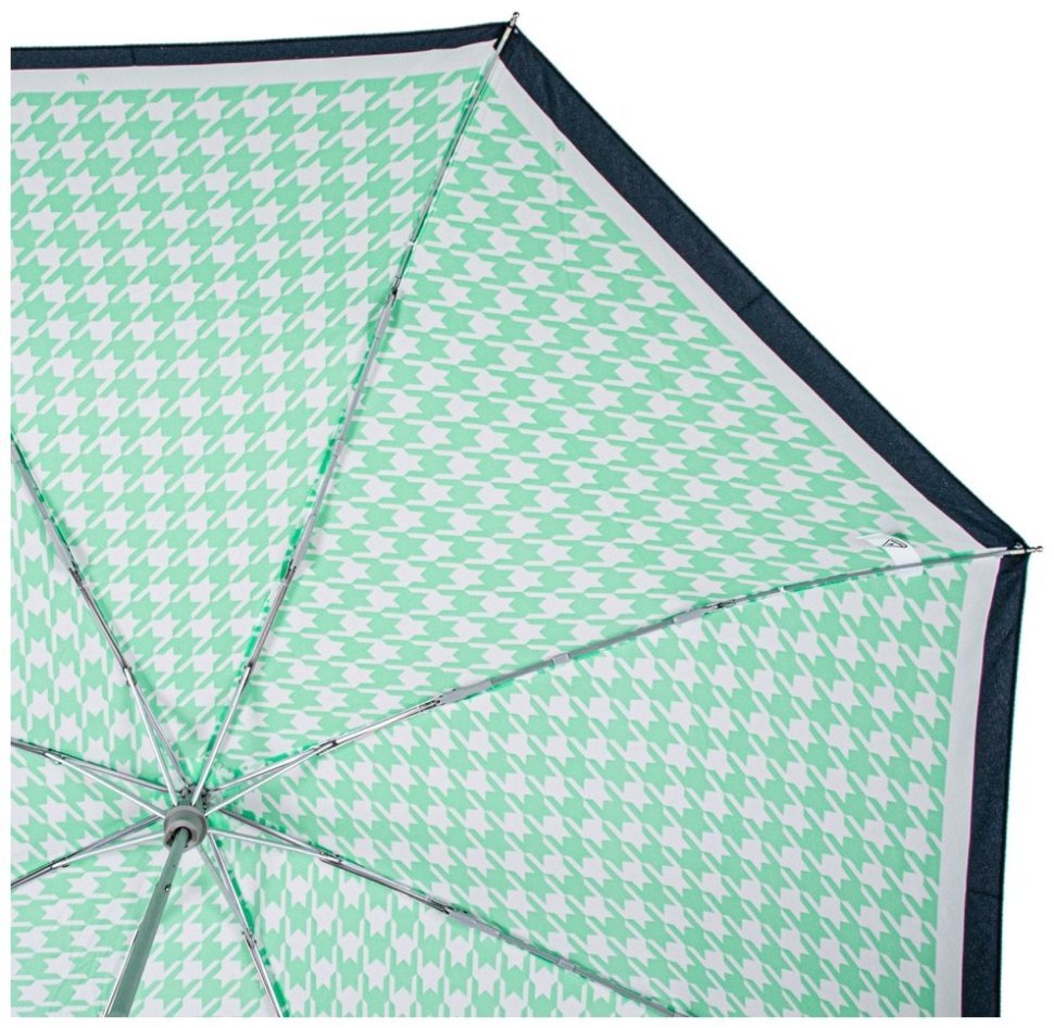 Зонт женский Fulton L354-040898 Minilite-2 Minty Houndstooth (Круглый купол, белый-мятный с акцентной черной полосой) 94207 фото №6 Зонт женский Fulton L354-040898 Minilite-2 Minty Houndstooth (Круглый купол, белый-мятный с акцентной черной полосой) 94207 modnotak фото №6
