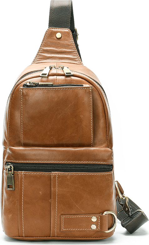 Руда сумка-рюкзак через плече з вінтажній шкіри Vintage (20008)