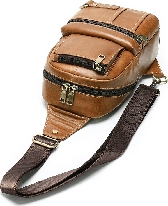 Руда сумка-рюкзак через плече з вінтажній шкіри Vintage (20008)