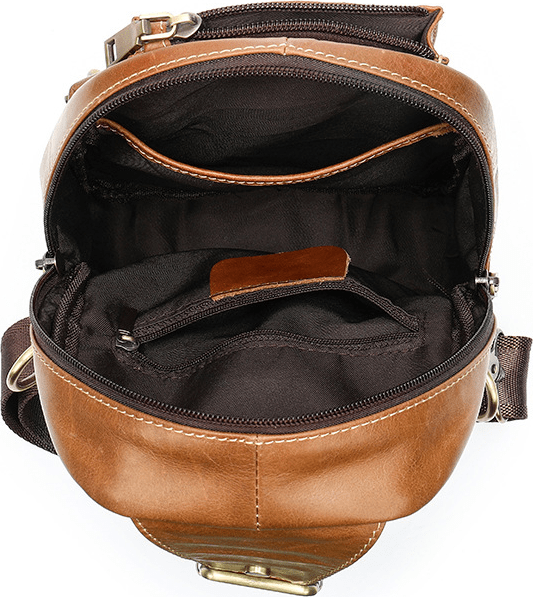 Рыжая сумка-рюкзак через плечо из винтажной кожи Vintage (20008)