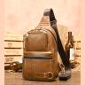 Рыжая сумка-рюкзак через плечо из винтажной кожи Vintage (20008) - 8
