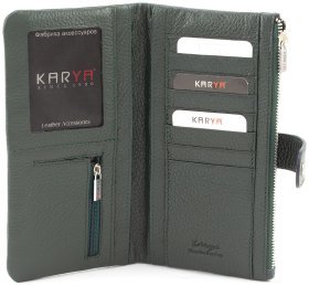 Темно-зелений купюрник з натуральної шкіри з вираженою фактурою KARYA (1129-030)