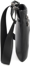 Мужская повседневная кожаная сумка через плечо H.T Leather 94507 черного цвета