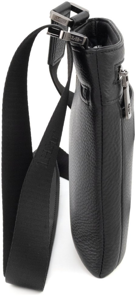 Мужская повседневная кожаная сумка через плечо H.T Leather 94507 черного цвета modnotak фото №2