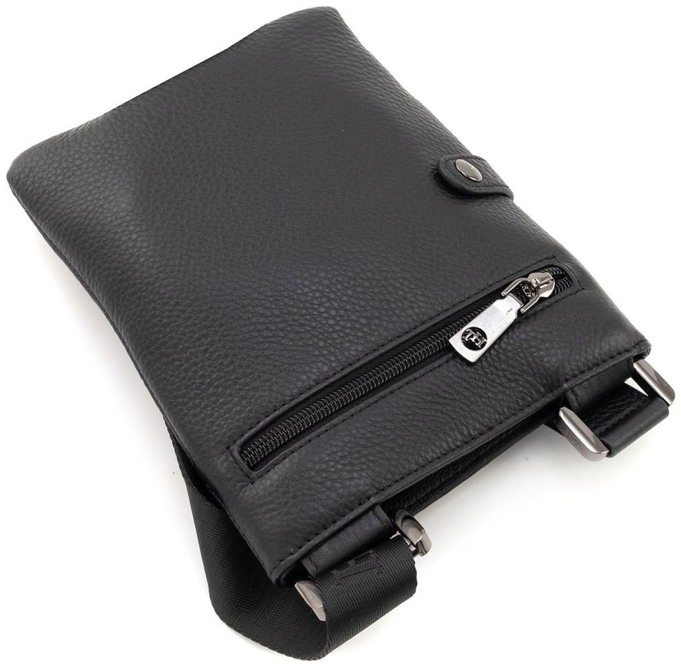 Мужская повседневная кожаная сумка через плечо H.T Leather 94507 черного цвета modnotak фото №11