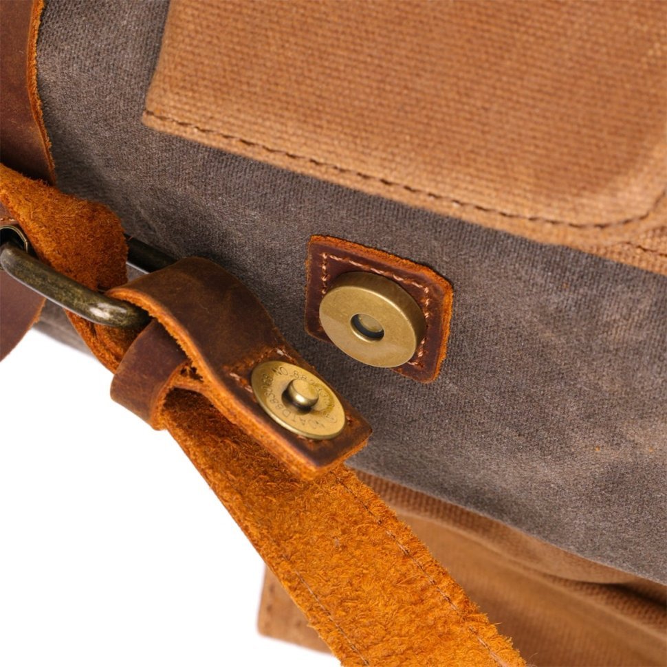 Світло-сірий текстильний рюкзак з боковими кишенями canvas Vintage (20112)