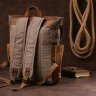 Светло-серый текстильный рюкзак с боковыми карманами canvas Vintage (20112) - 10