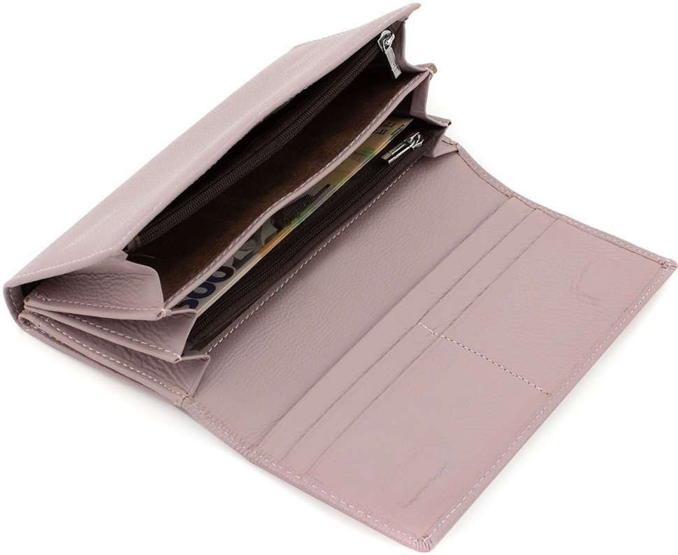 Темно-рожевий жіночий гаманець з натуральної шкіри флотар на два відділи ST Leather (19091)
