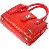 Компактна червона сумка жіноча з натуральної шкіри під крокодила KARYA (2420893) - 3