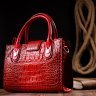 Компактная красная женская сумка из натуральной кожи под крокодила KARYA (2420893) - 9