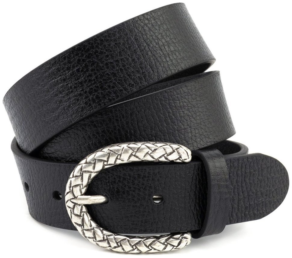 Женский кожаный ремень с пряжкой в виде плетения Gherardini 40827 Италия, цвет черный фото №1 Женский кожаный ремень с пряжкой в виде плетения Gherardini 40827 Италия, цвет черный modnotak фото №1