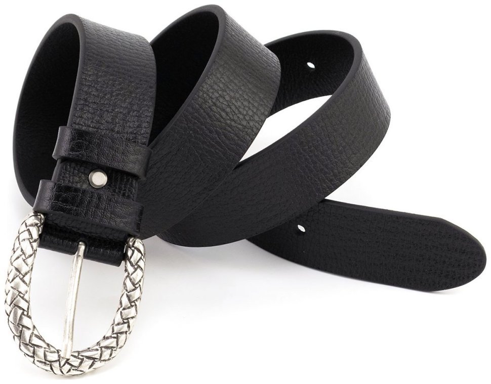 Женский кожаный ремень с пряжкой в виде плетения Gherardini 40827 Италия, цвет черный фото №4 Женский кожаный ремень с пряжкой в виде плетения Gherardini 40827 Италия, цвет черный modnotak фото №4