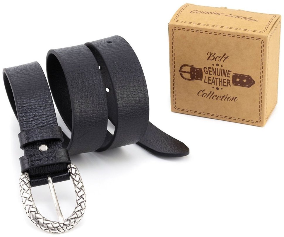 Женский кожаный ремень с пряжкой в виде плетения Gherardini 40827 Италия, цвет черный фото №6 Женский кожаный ремень с пряжкой в виде плетения Gherardini 40827 Италия, цвет черный modnotak фото №6