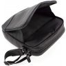 Кожаная наплечная сумка черного цвета на две молнии Leather Collection (11121) - 7