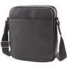 Кожаная наплечная сумка черного цвета на две молнии Leather Collection (11121) - 3
