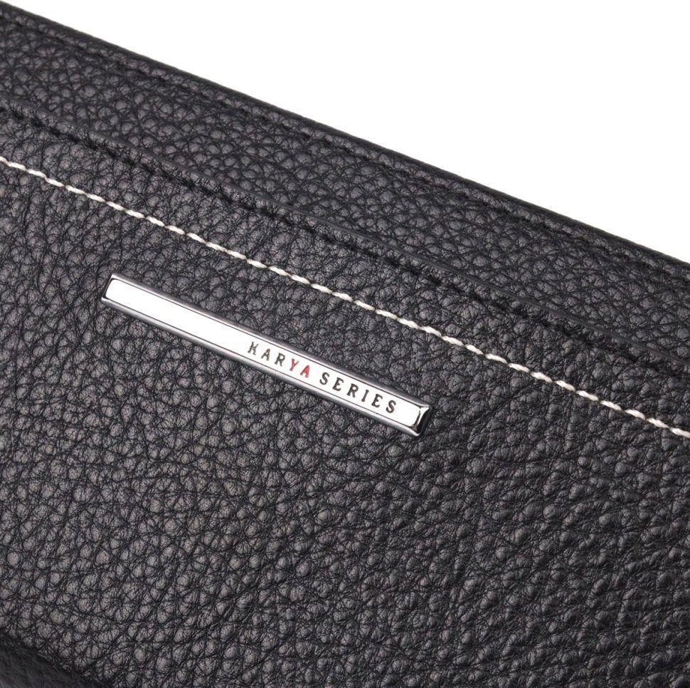 Чорний жіночий горизонтальний гаманець з натуральної шкіри під багато карт KARYA (2421093)