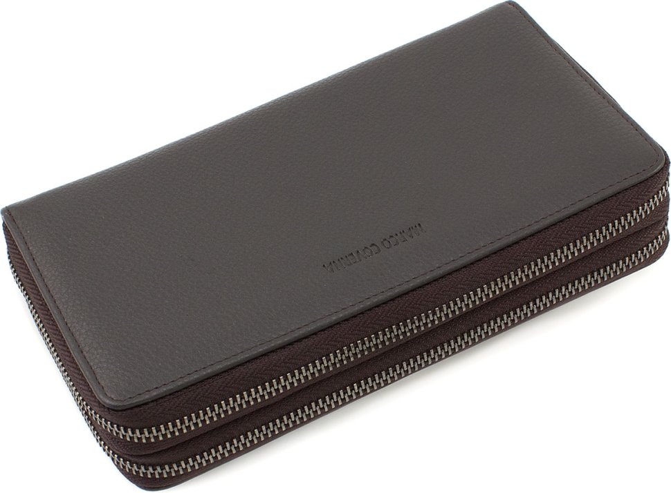 Красивий чоловічий гаманець-клатч у зернистій шкірі Marco Coverna (21073) Коричневий
