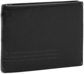 Чоловічий шкіряний портмоне чорного кольору із затискачем для купюр Ricco Grande 65007
