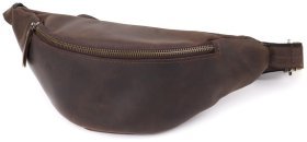 Качественная мужская сумка-бананка из винтажной натуральной кожи Shvigel 95107 коричневого цвета