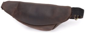 Качественная мужская сумка-бананка из винтажной натуральной кожи Shvigel 95107 коричневого цвета