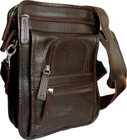Чоловіча сумка з натуральної шкіри коричневого кольору на два відділення Vip Collection (21109)