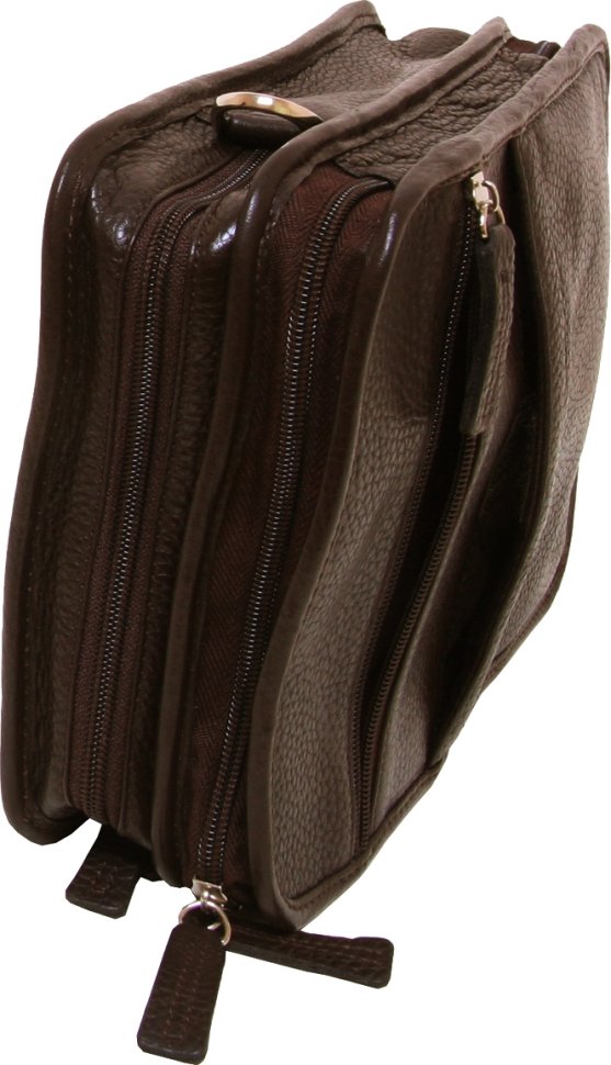 Чоловіча сумка з натуральної шкіри коричневого кольору на два відділення Vip Collection (21109)