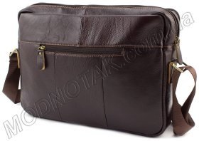 Кожаная  мужская сумка-мессенджер коричневого цвета KLEVENT (11614)